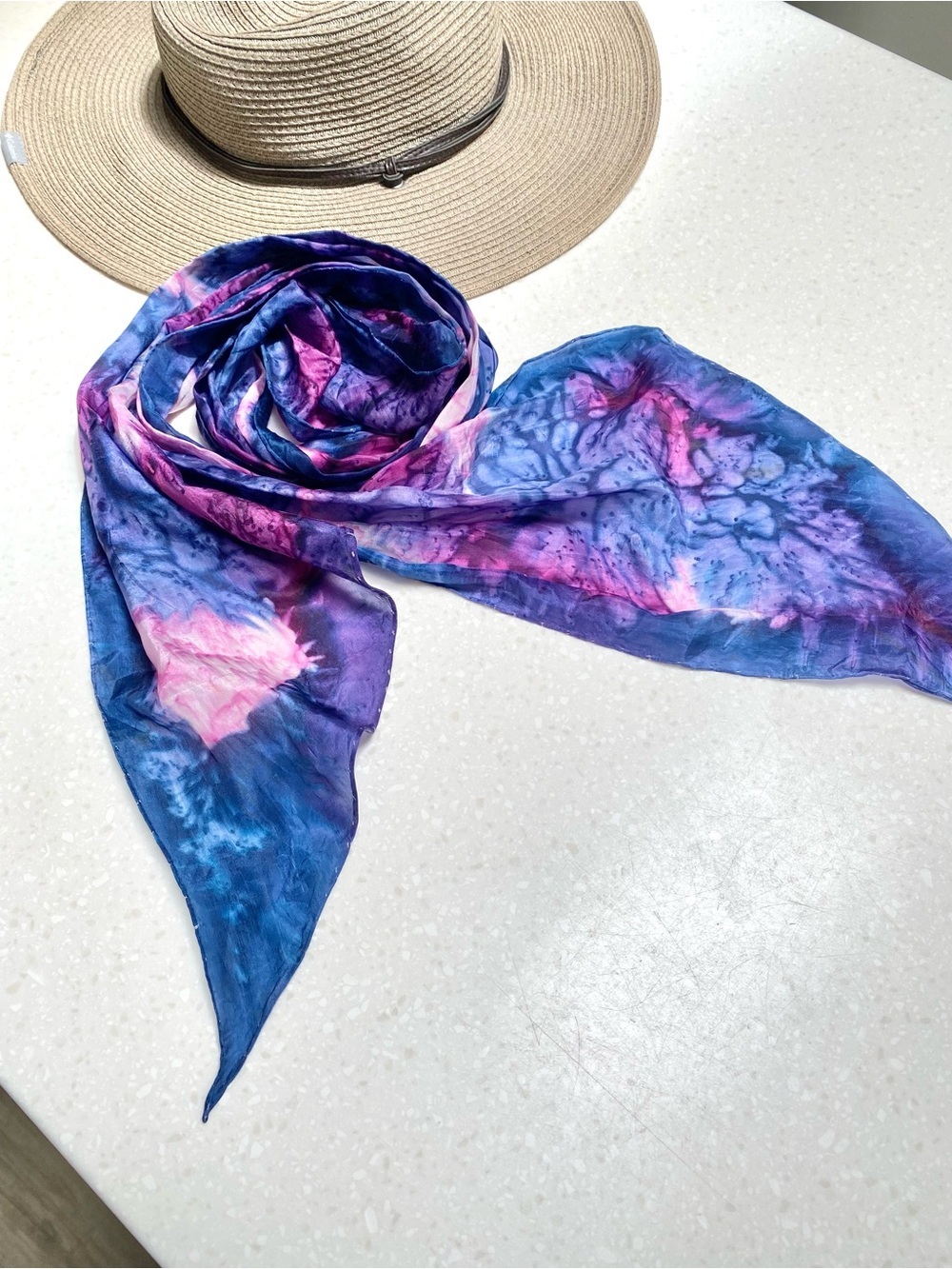 Artisan watercolour SILK scarf/wrap w resort vacay shabby chic vibe